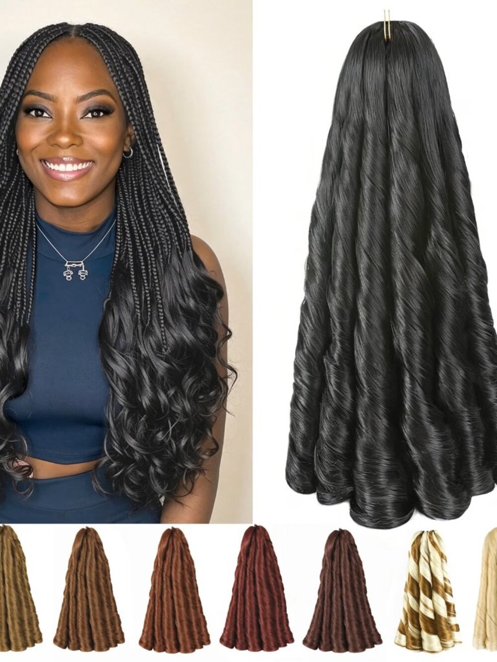 24" Pre-looped French Curl Braiding Hair Extensions